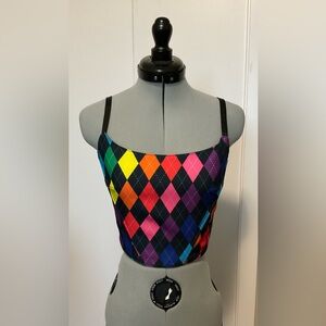 Dolls kill club exx rainbow corset top size s